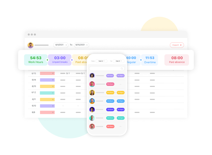 screenshot of Connecteam's time clock feature