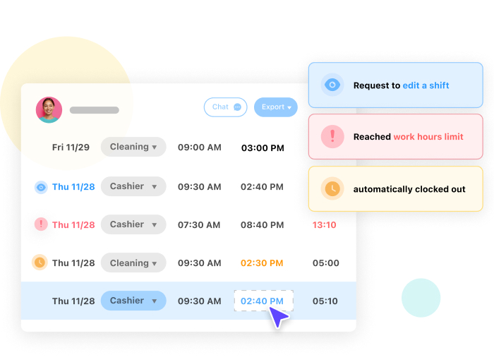 screenshot of Connecteam's time clock feature