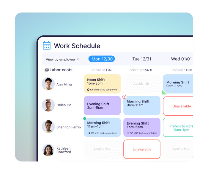 connecteam schedule interface