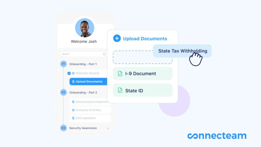 An illustration showing Connecteam’s document management system