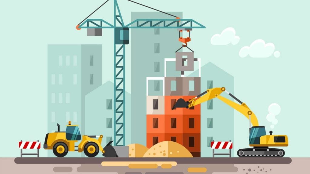 An illustration of heavy machinery on a construction site