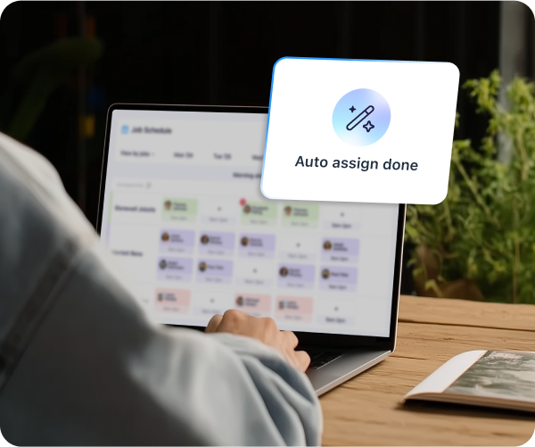 Auto scheduling completed on laptop screen