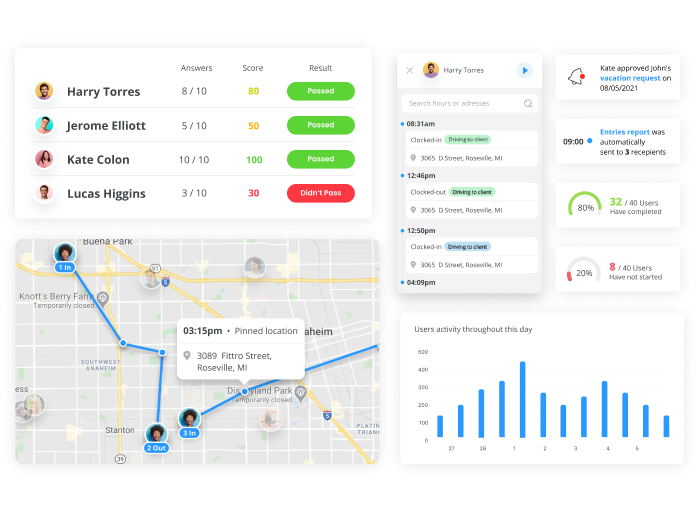 Various Connecteam Features- Time Clock