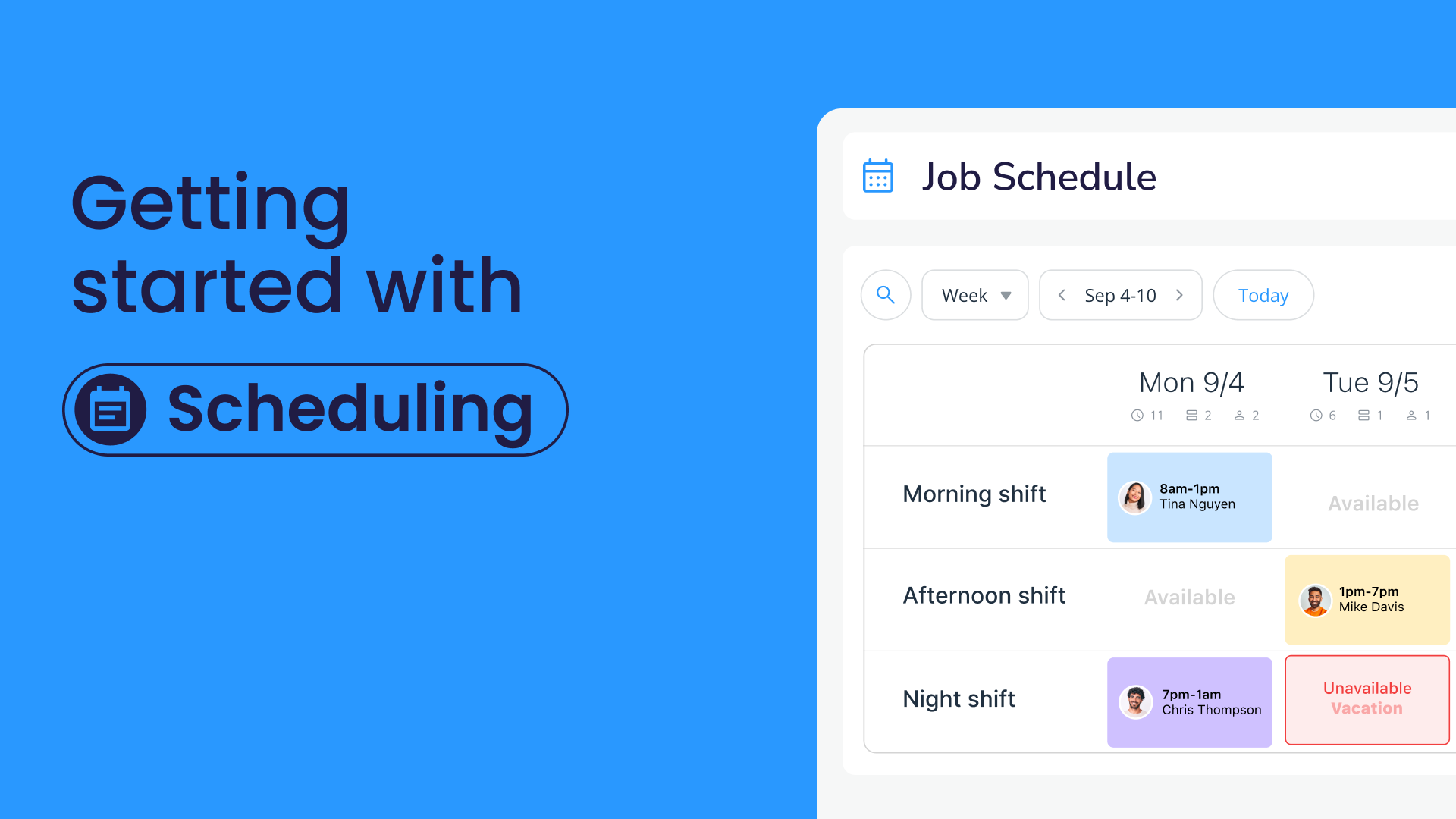 connecteam's scheduling app interface
